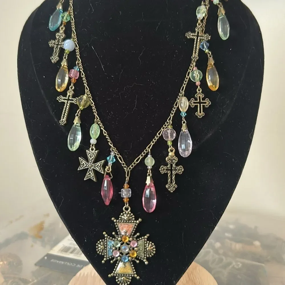 Multicolor Cross Pendant Necklace - Picture 5 of 5